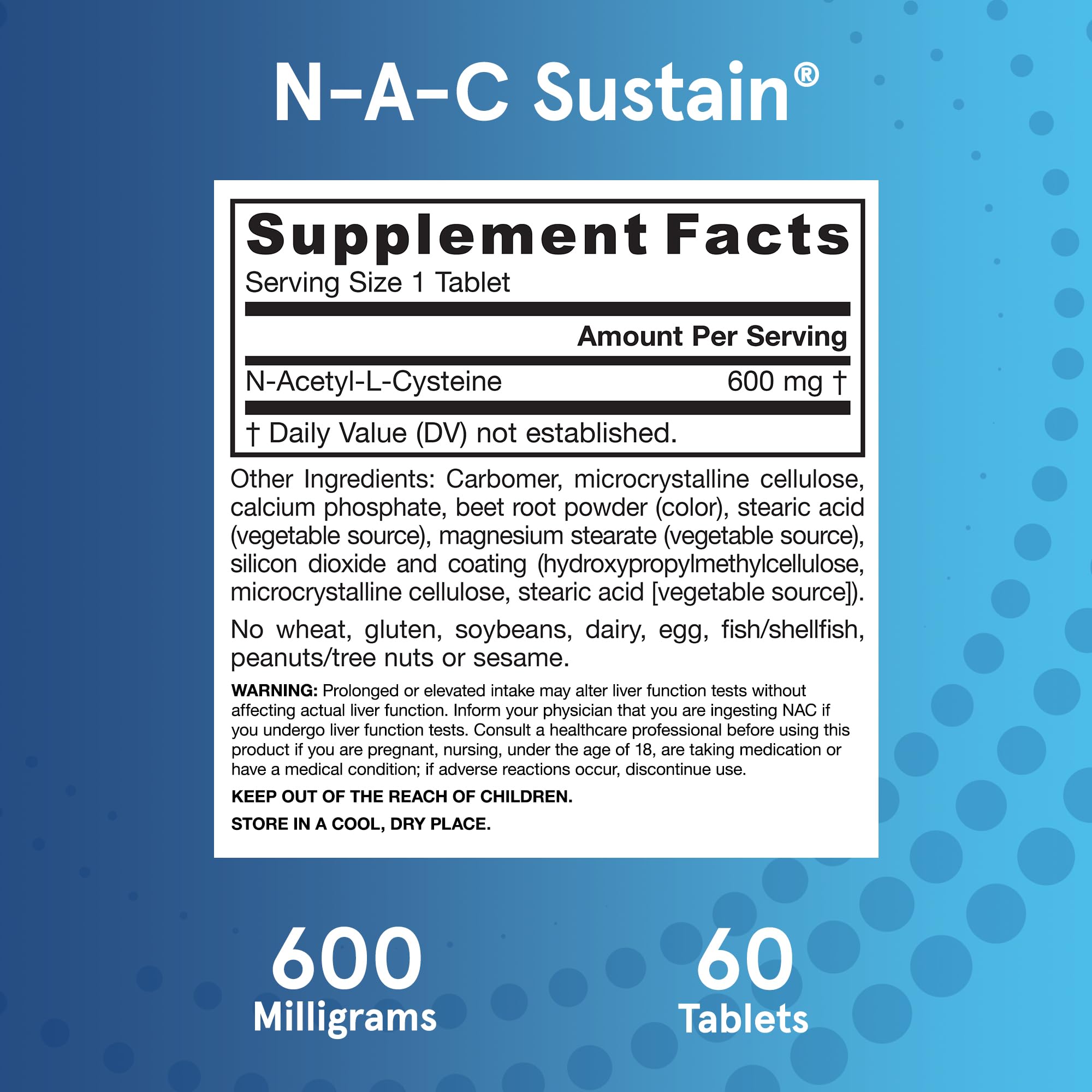 NAC Sustain 600 mg Supplement | Jarrow Formulas

