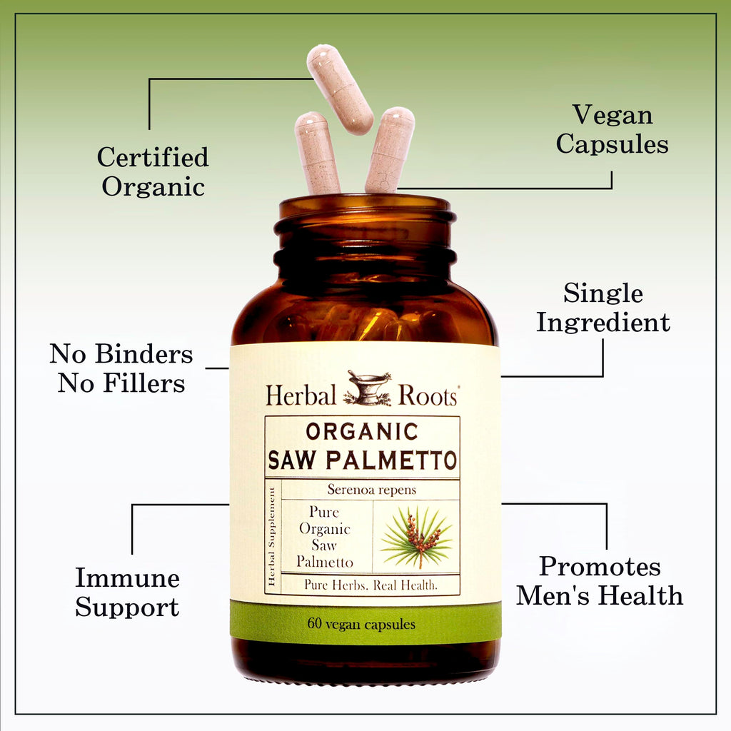 Herbal Roots Organic Saw Palmetto Capsules - Vegan


