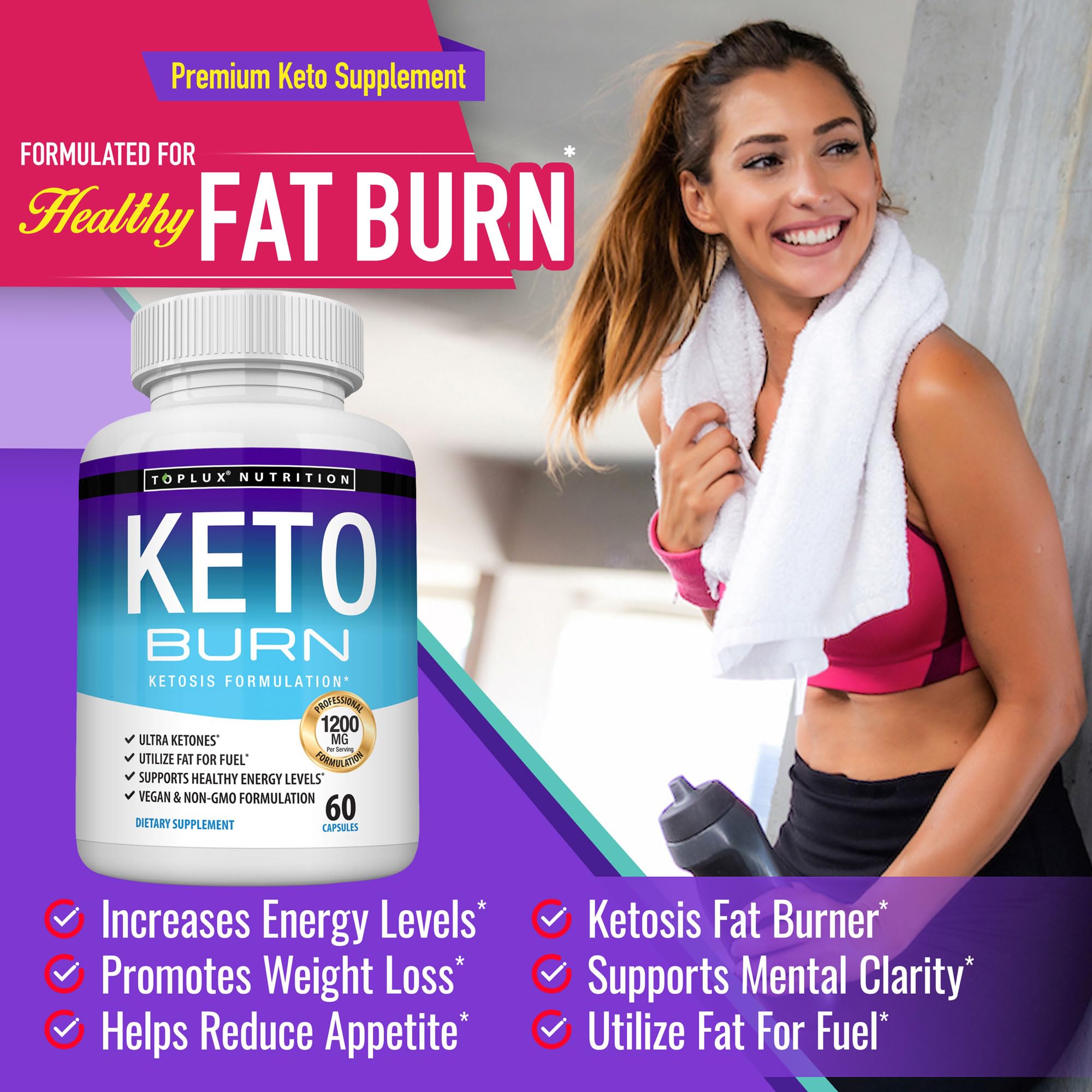 Toplux Keto Burn Pills Ketosis Support Fat Burner

