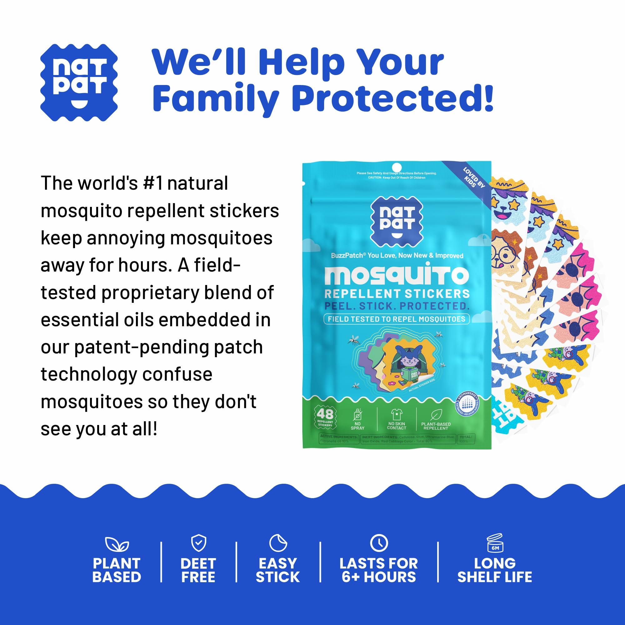 NATPAT BuzzPatch Mosquito Patch Stickers for Kids

