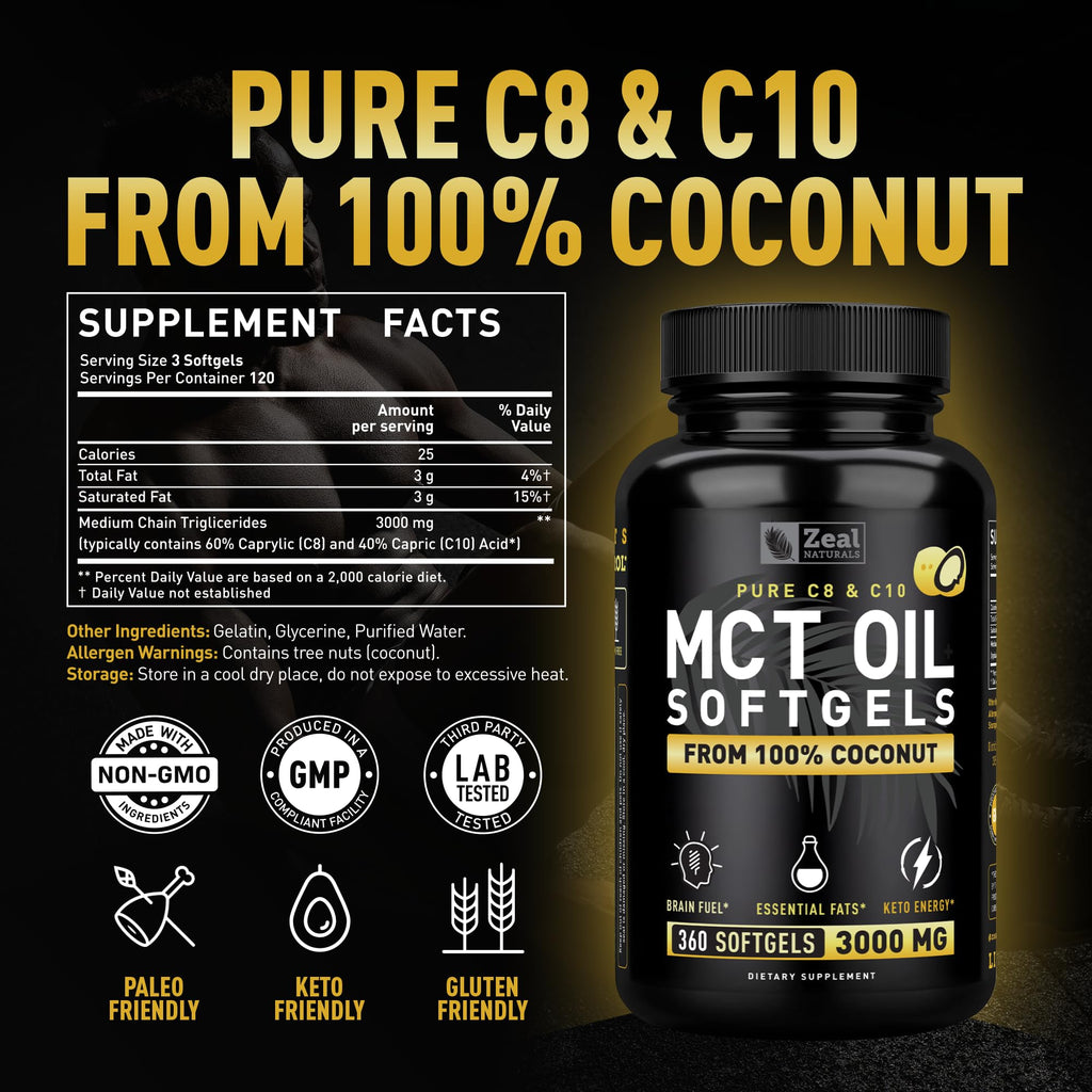 Zeal Naturals MCT Oil Capsules for Keto & Focus


