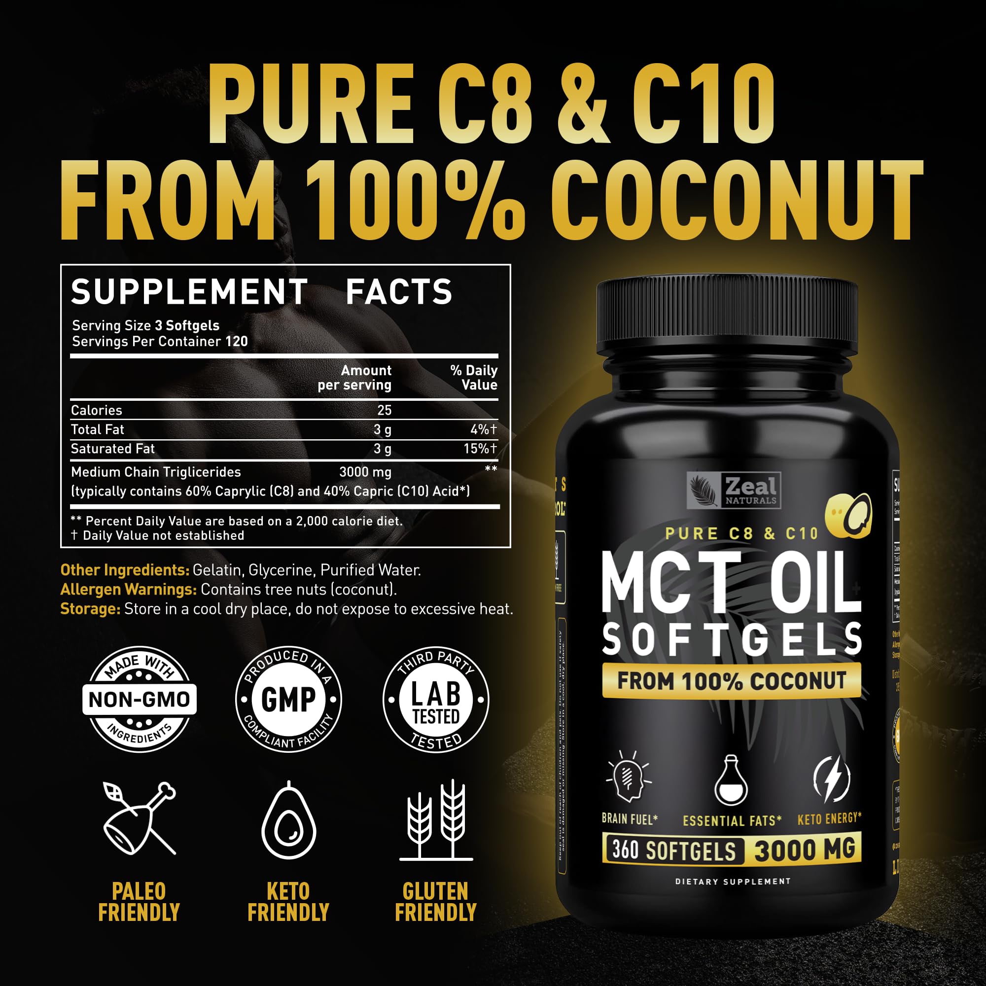 Zeal Naturals MCT Oil Capsules for Keto & Focus

