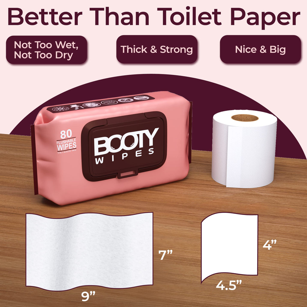 BOOTY WIPES Feminine Flushable Wipes with Aloe and Vitamin E


