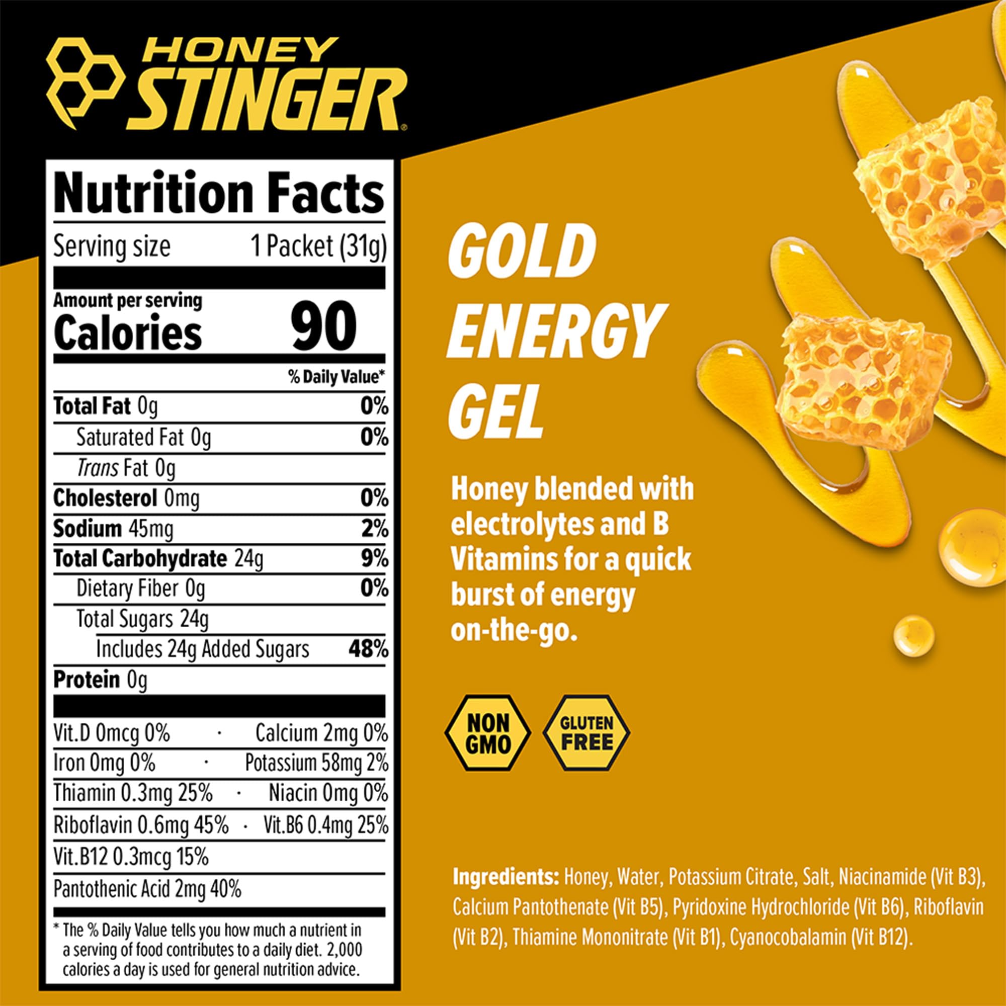 Honey Stinger Energy Gel Gluten Free | Caffeine Free

