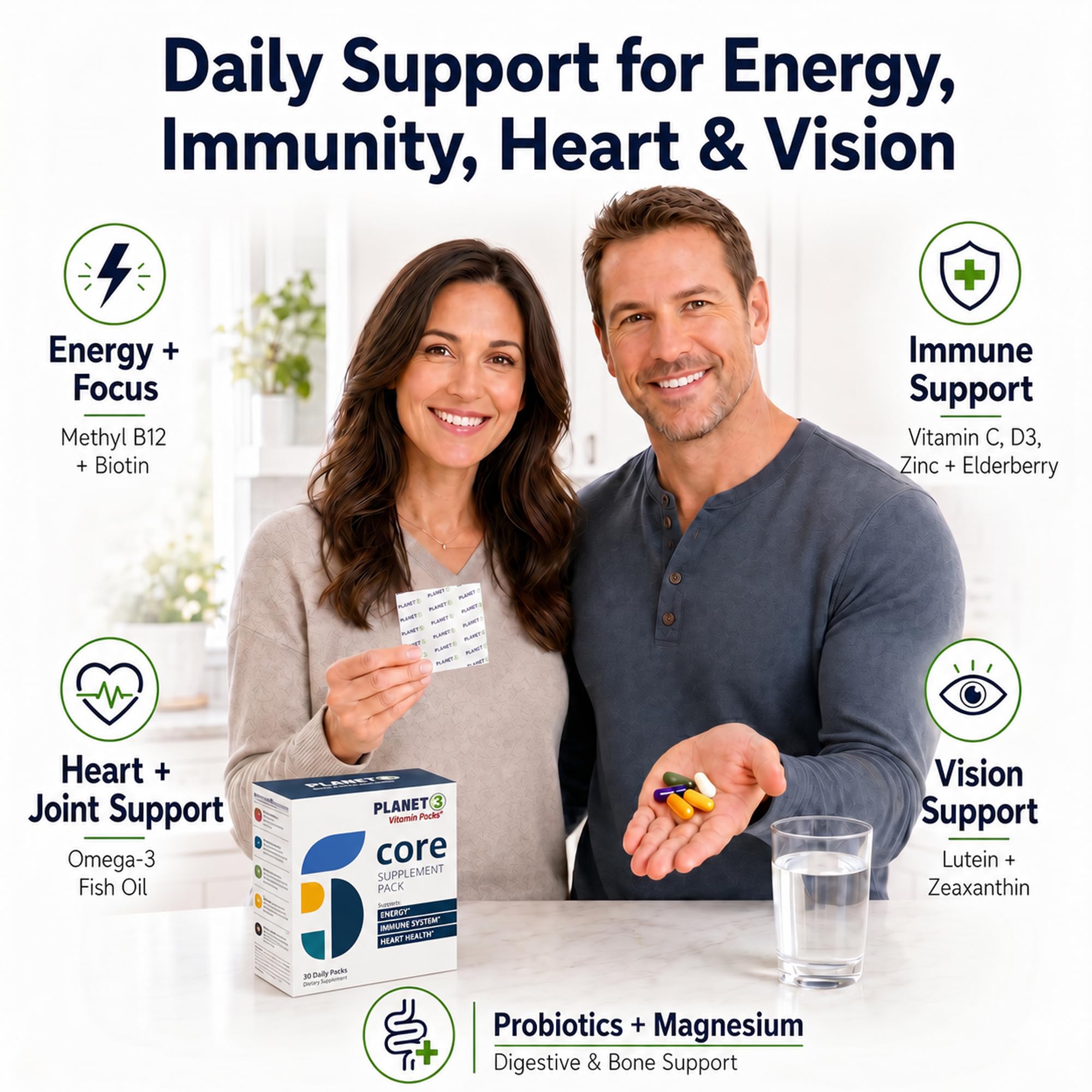 Planet 3 Daily Multivitamin for Immune, Heart & Eye Health


