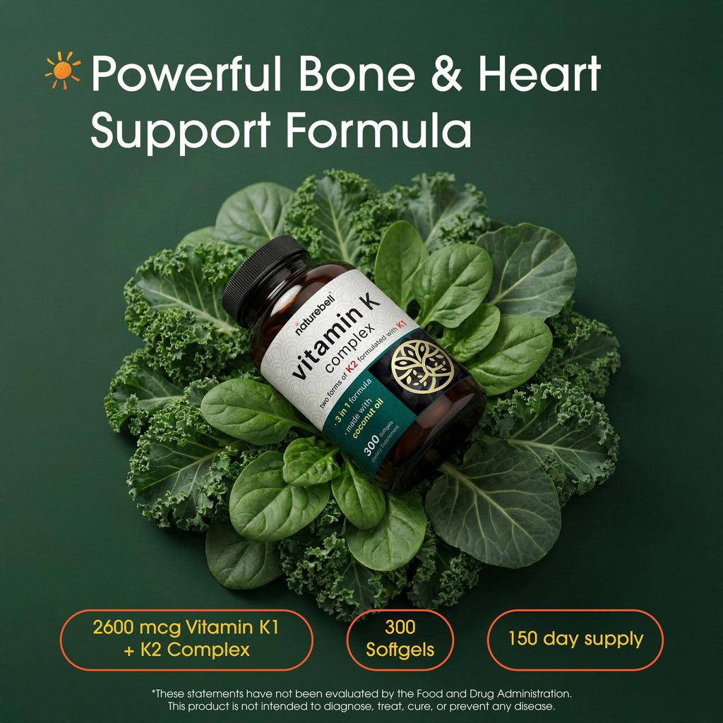 NatureBell Vitamin K Complex - Bone & Heart Health Support

