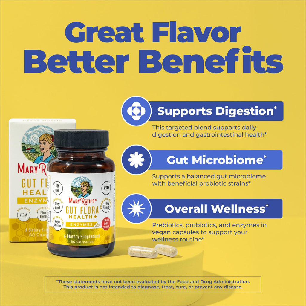 MaryRuth's Gut Flora Health+ Enzymes - Digestive Probiotic

