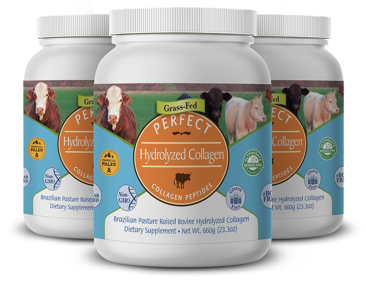 Perfect Supplements Unflavored Hydrolyzed Collagen Powder for Men and Women, Grass-Fed