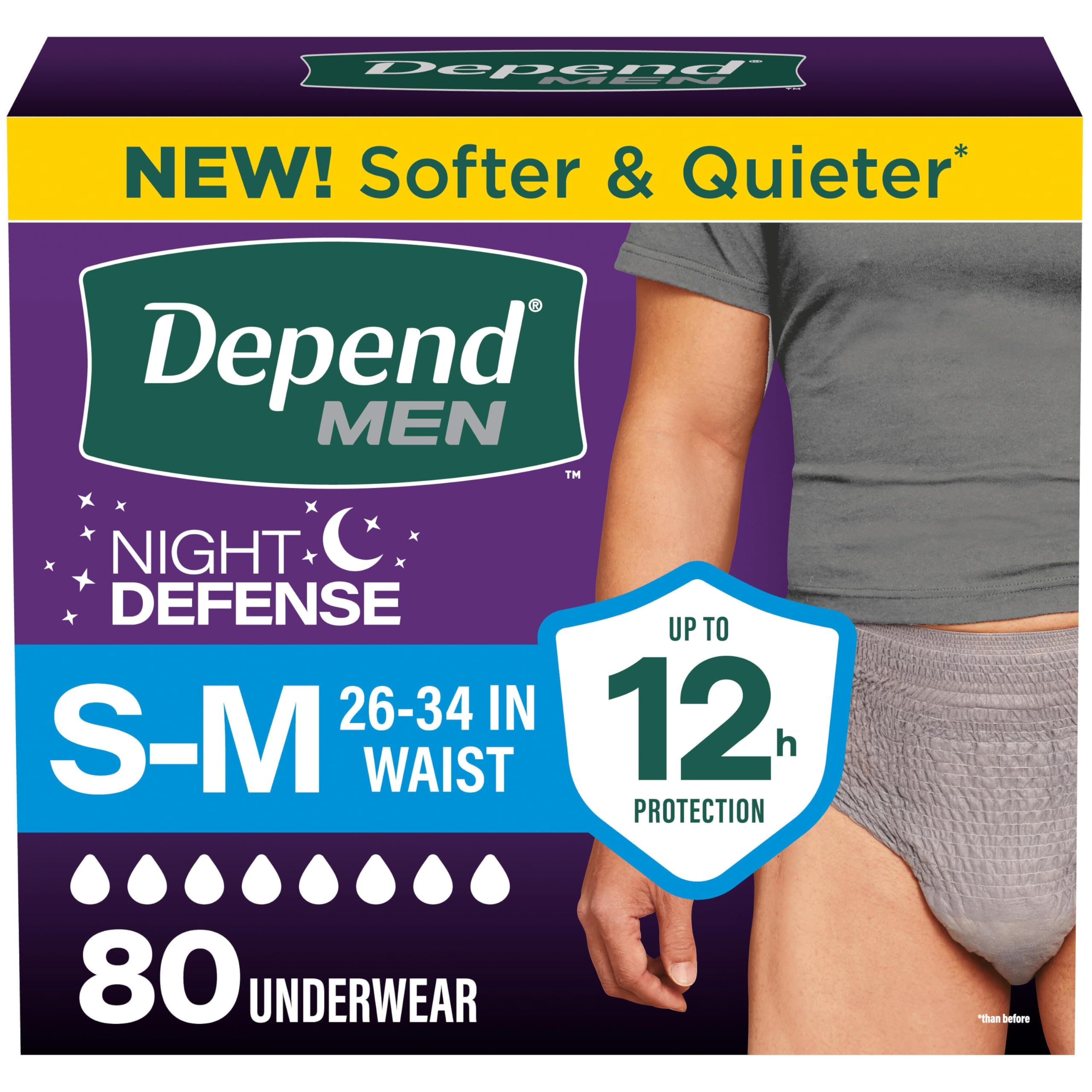 Depend Night Defense Incontinence Underwear for Men - Overnight Disposable