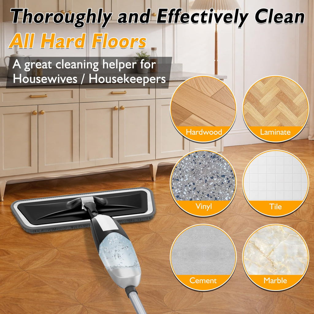 Spray Mop for Floor Cleaning with Microfiber and Swivel

