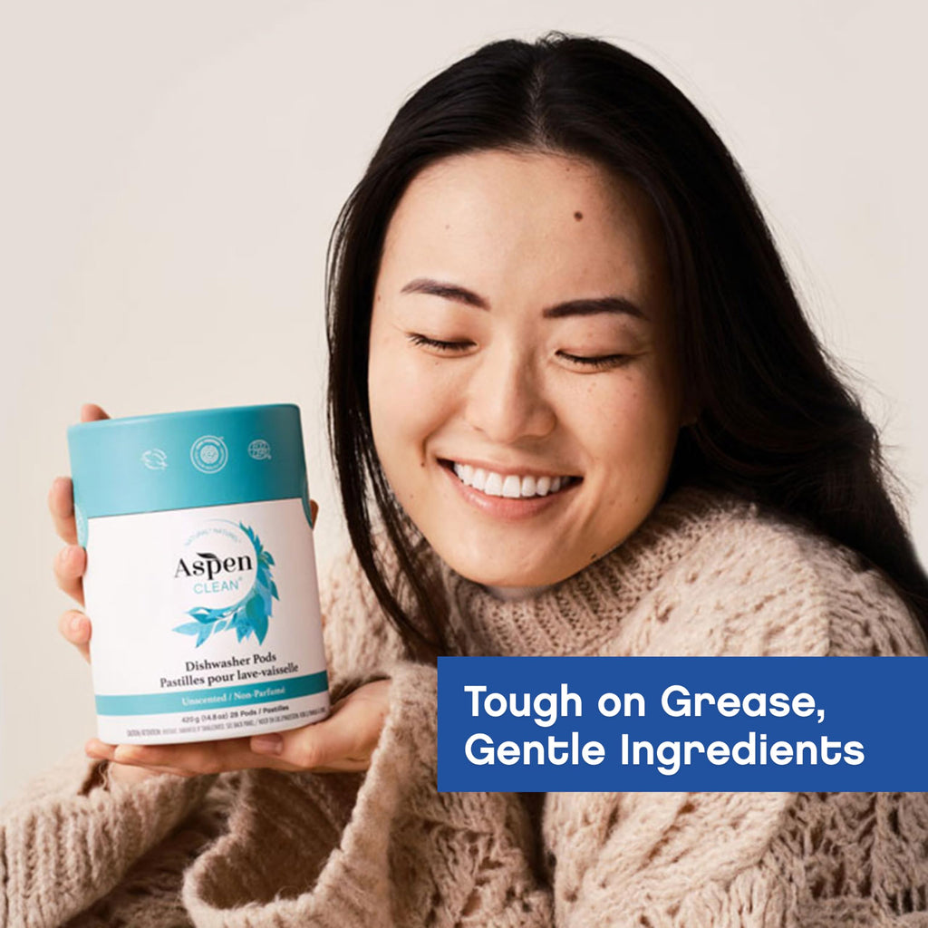 AspenClean Un scented Dishwasher Pods | Plant-Based Detergent

