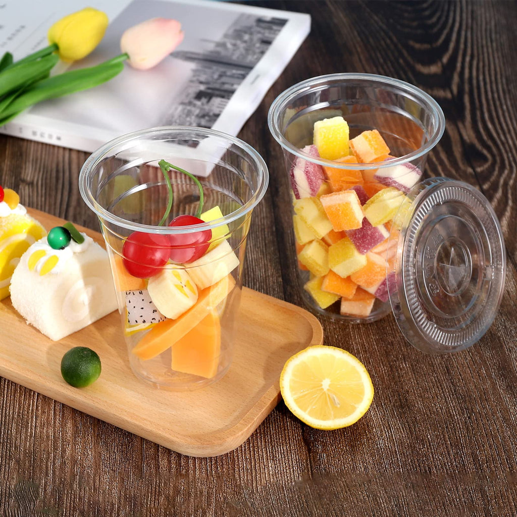 Clear Plastic Cups with Flat Lids by TashiBox

