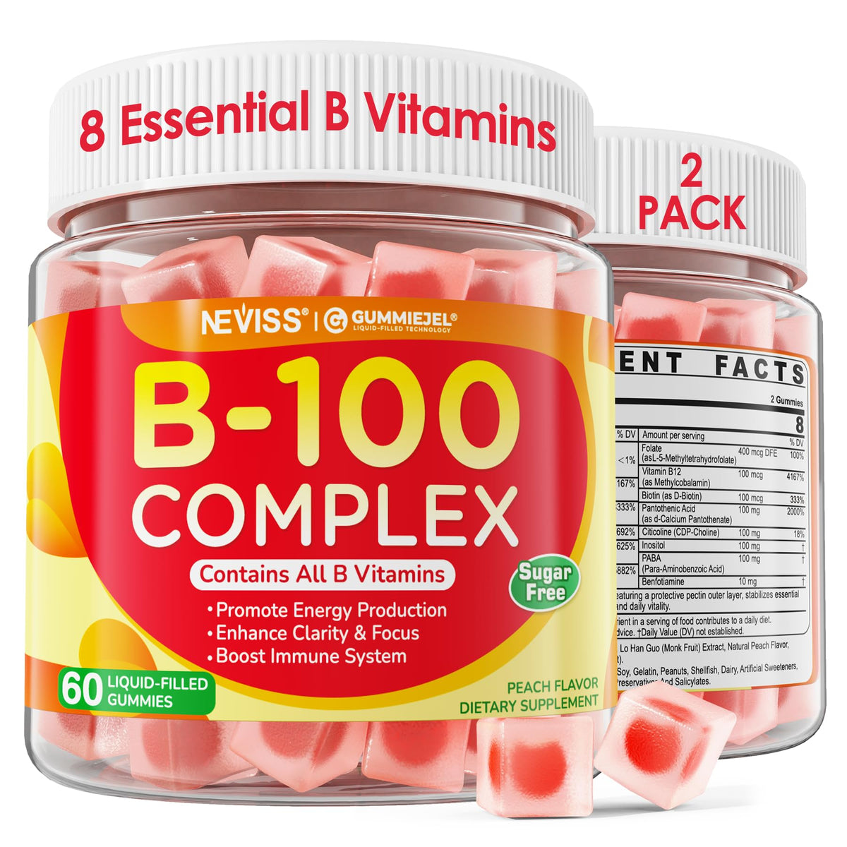 Neviss B Complex Gummies - Methylated B Vitamins, Vegan