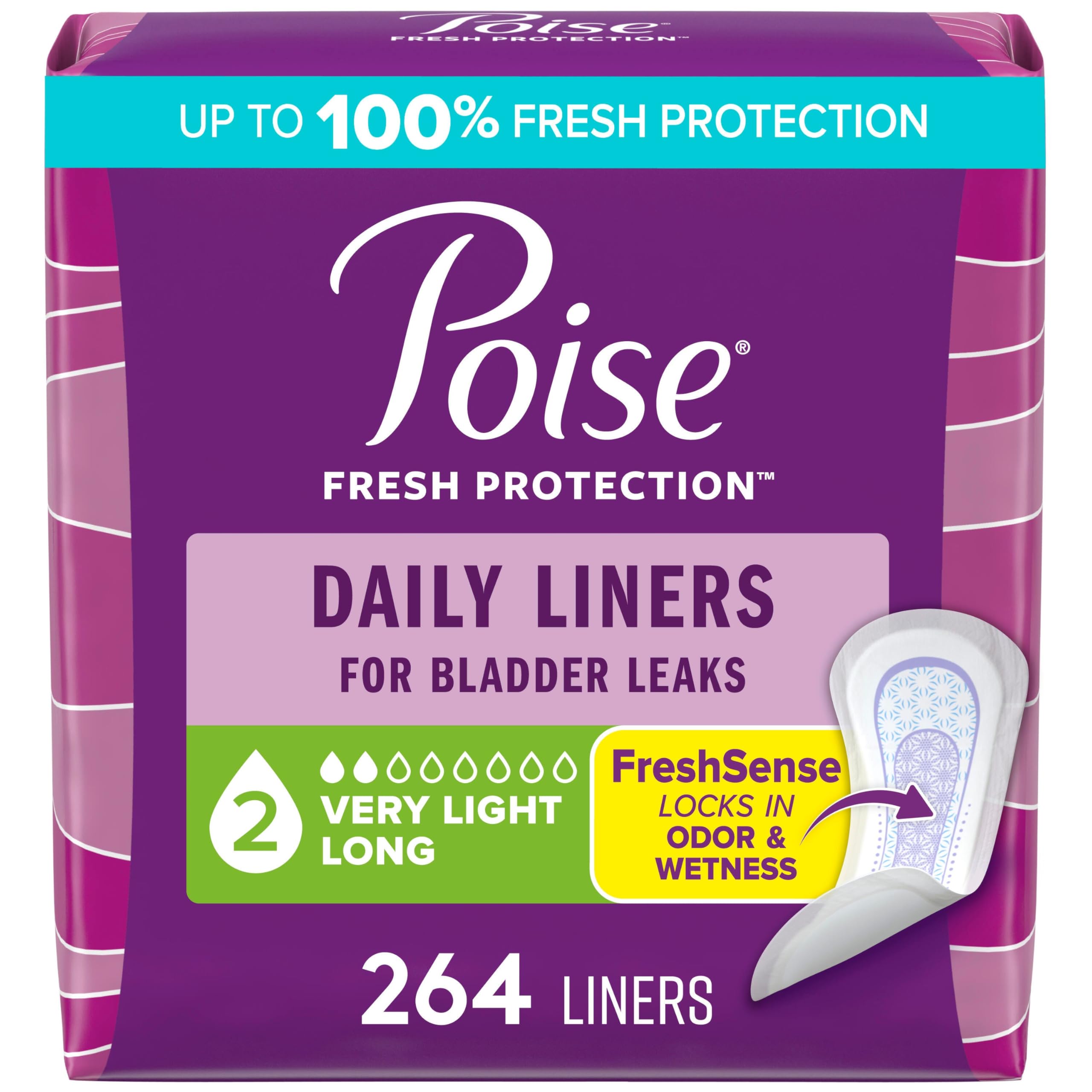 Poise Daily Liners Incontinence Pantyliners for Bladder Leaks