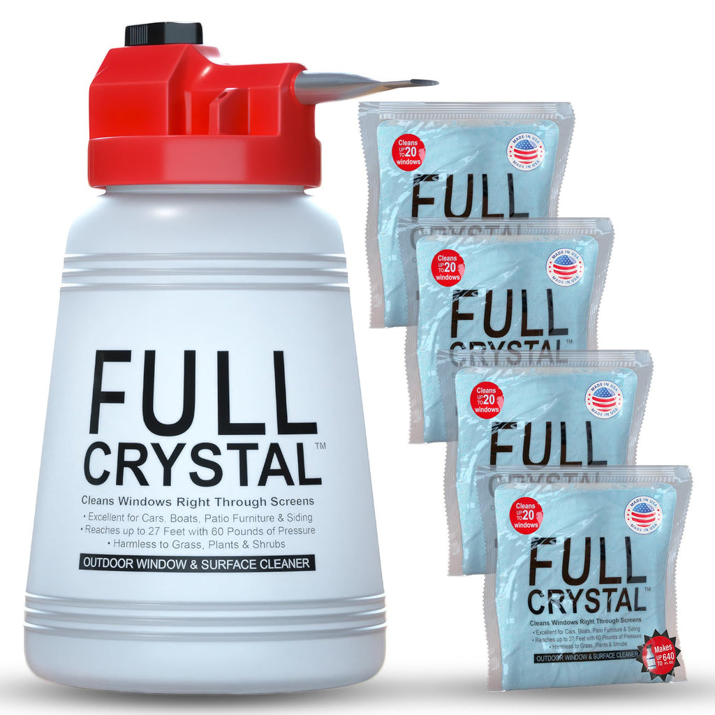Full Crystal Window Cleaning Kit Glass Cleaner Concentrate with Long Reach

