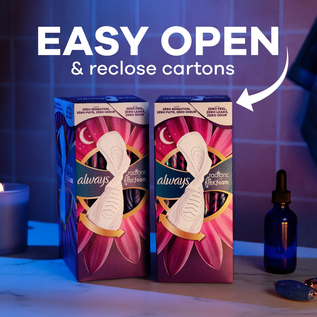 Always Radiant FlexFoam Pads with Wings Leak Protection

