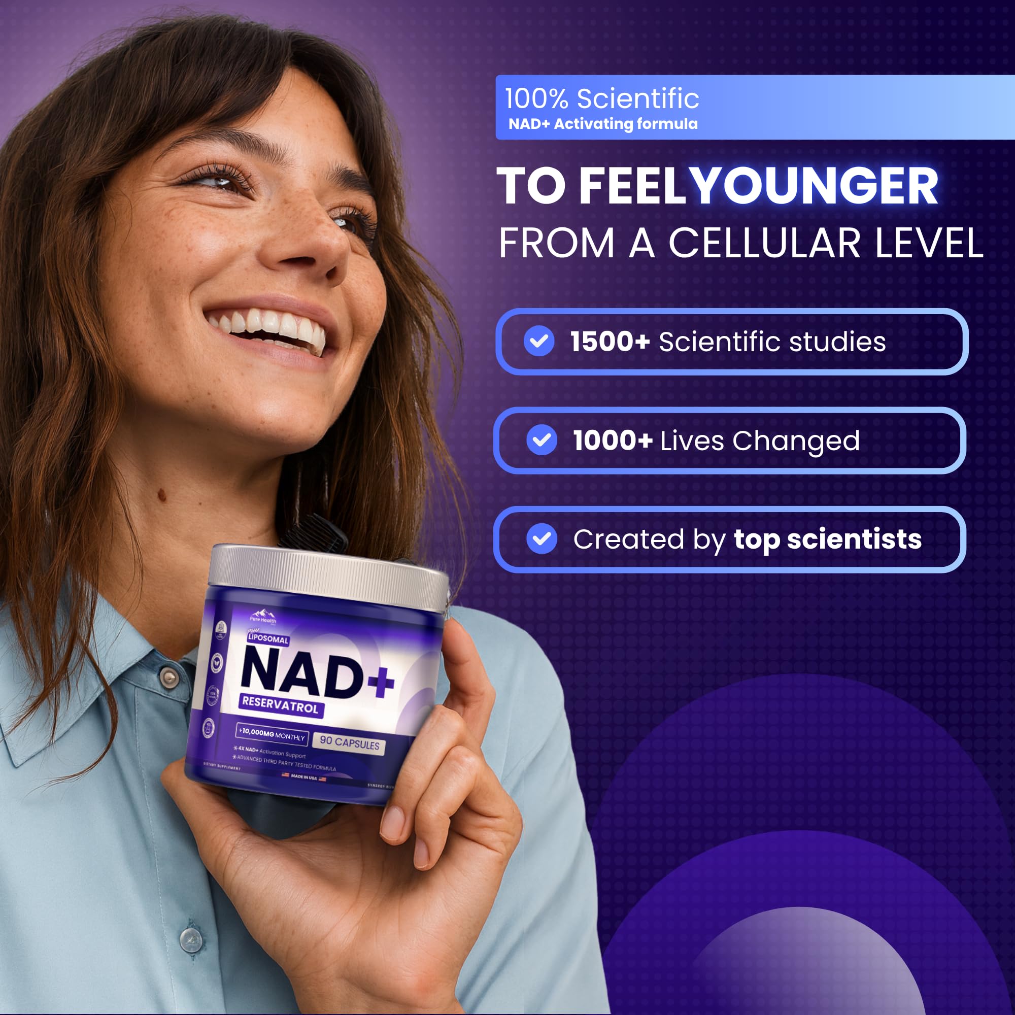 Pure Health NAD Resveratrol Liposomal Supplement | Energy

