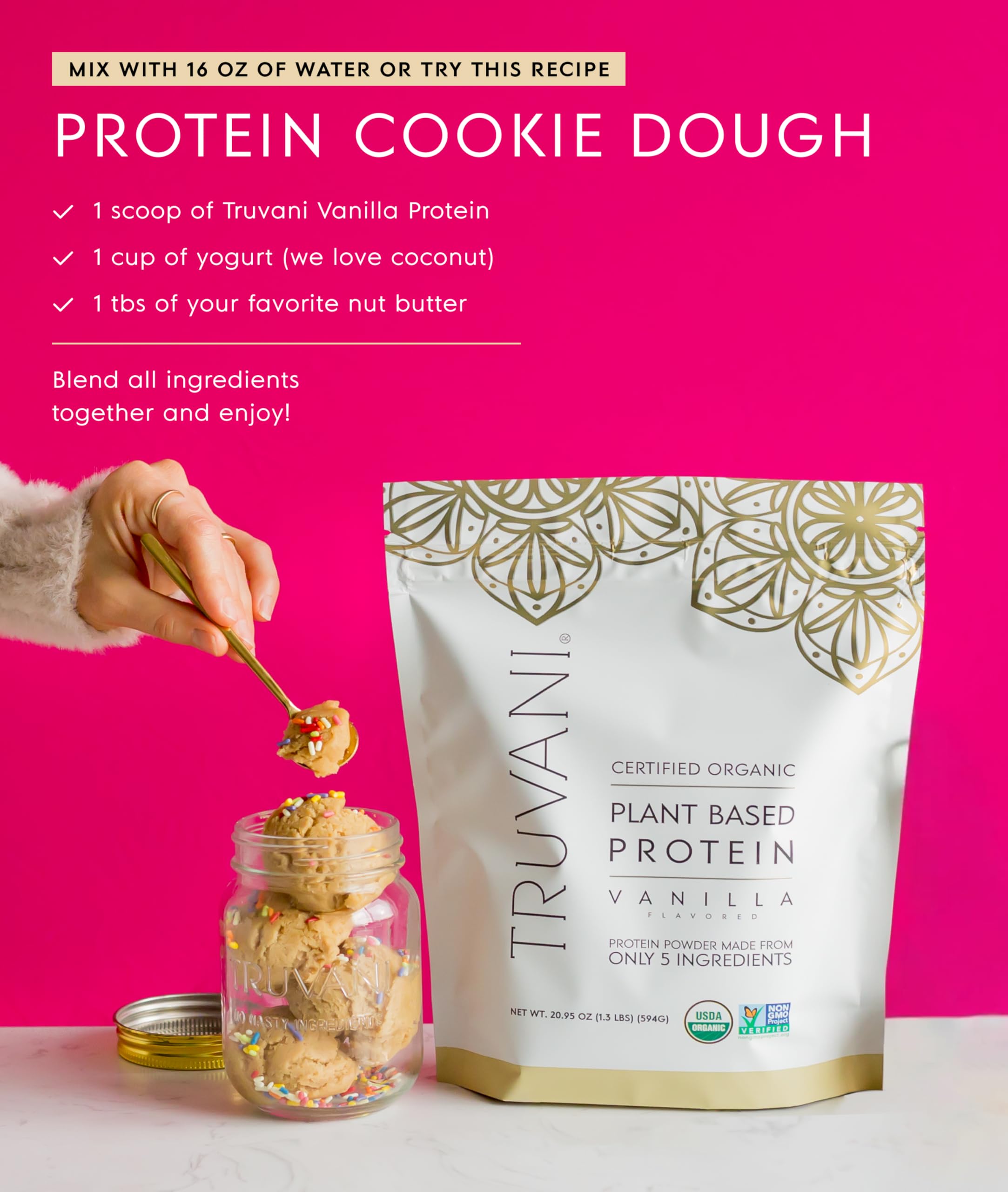 Truvani Organic Plant Based Protein Powder Pea Protein


