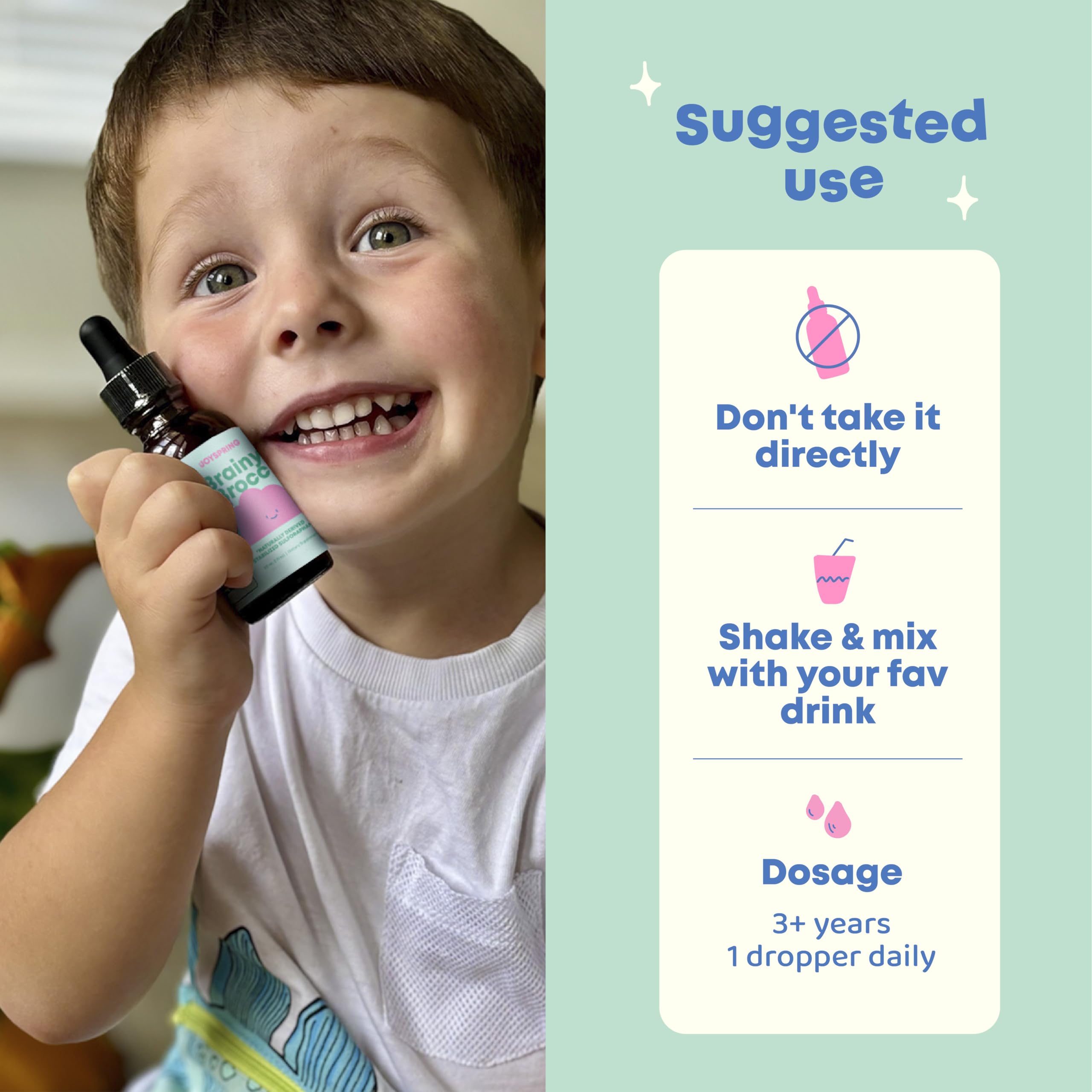 JoySpring Broccoli Drops for Kids | Sulforaphane & Bacopa

