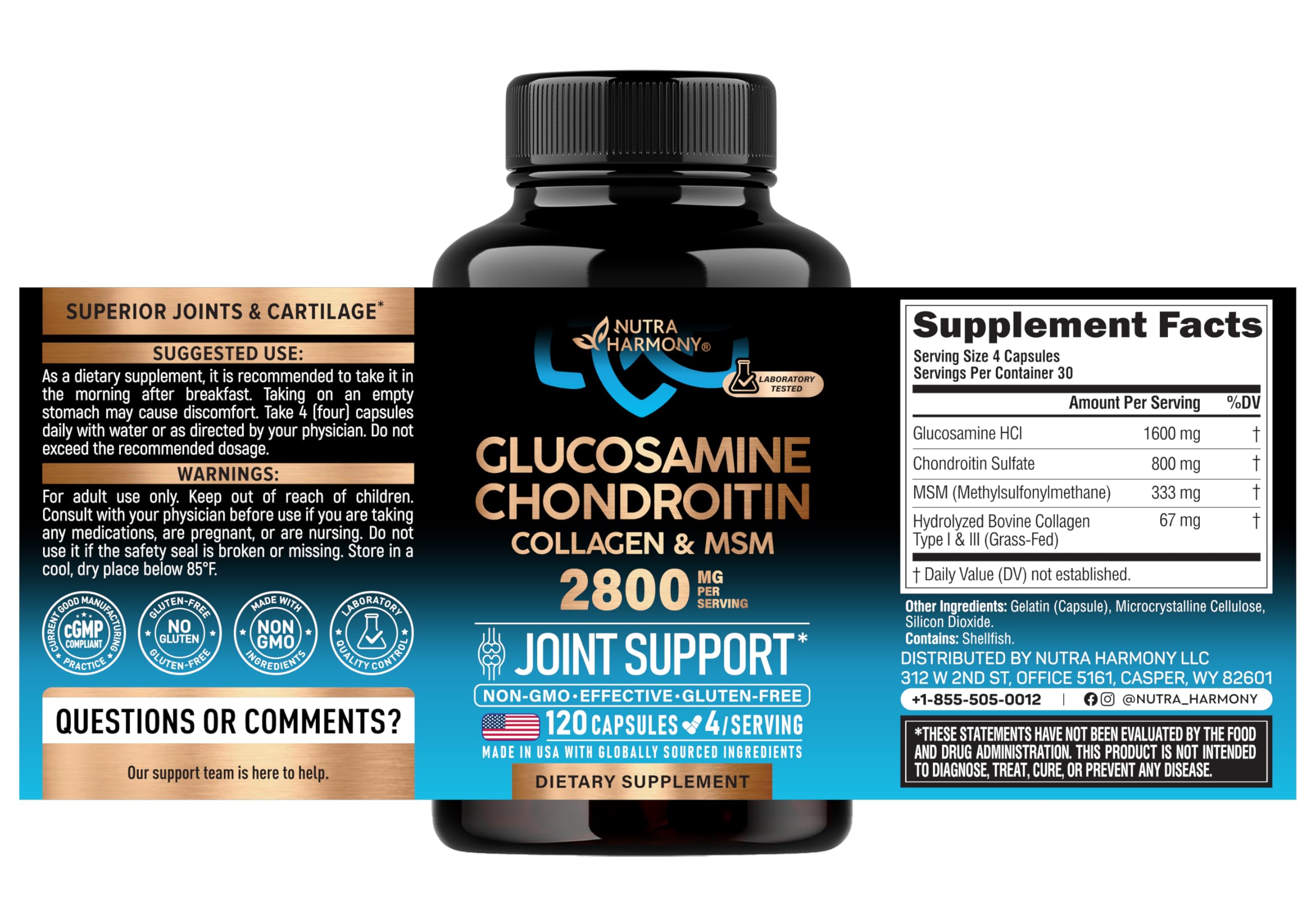 Glucosamine Chondroitin MSM Collagen Joint Support Capsules

