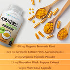 Turmeric Curcumin with BioPerine Organic Veggie Caps

