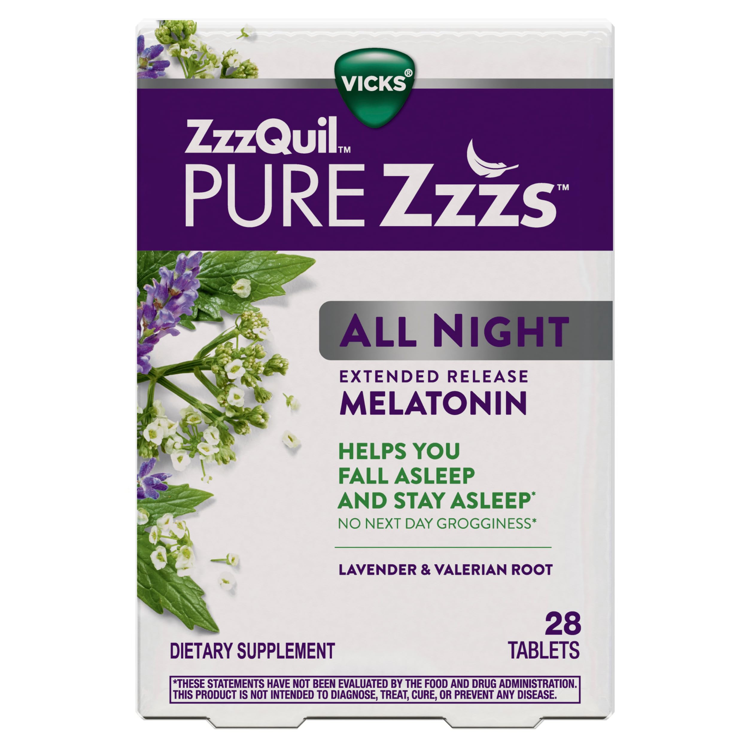 ZzzQuil PURE Zzzs All Night Sleep Aid Bi-Layer Melatonin

