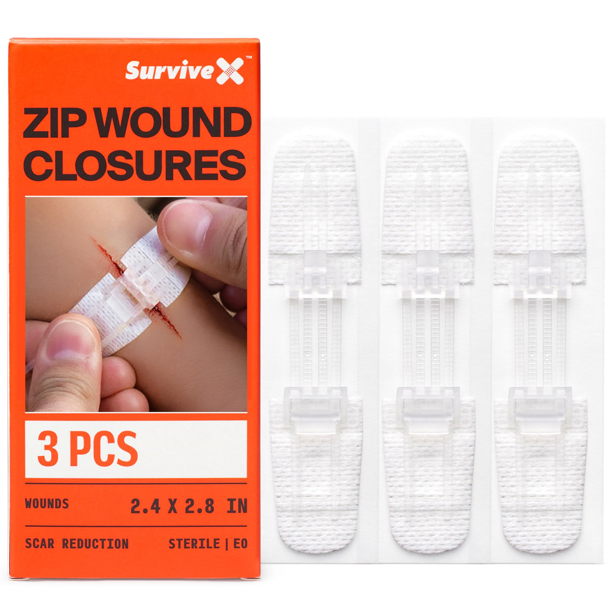 SurviveX Zip Stitch Wound Closure Strips - Non-Invasive Wound Closure