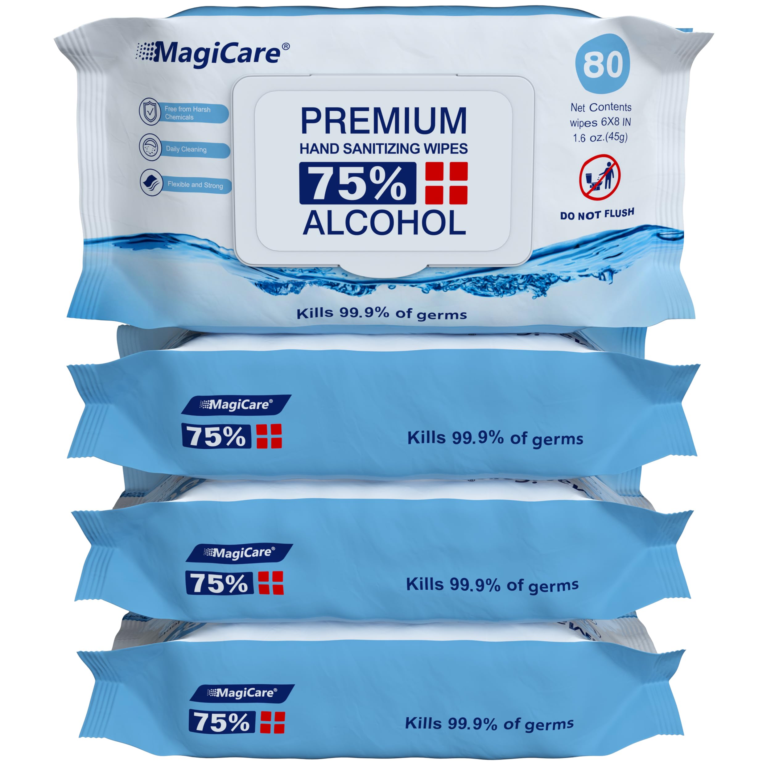 MagiCare 75% Alcohol Wipes | Unscented Sanitizing Wipes

