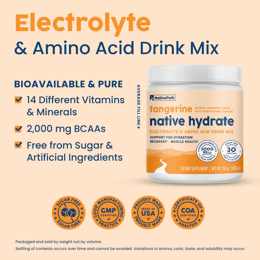 NativePath Hydrate Electrolytes Powder Zero Sugar with BCAAs

