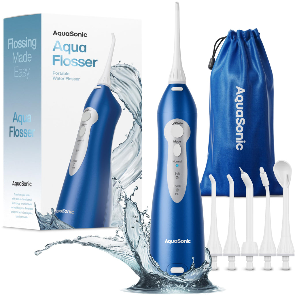 AquaSonic Aqua Flosser – Cordless Water Flosser for Teeth, 5 Tips, Travel