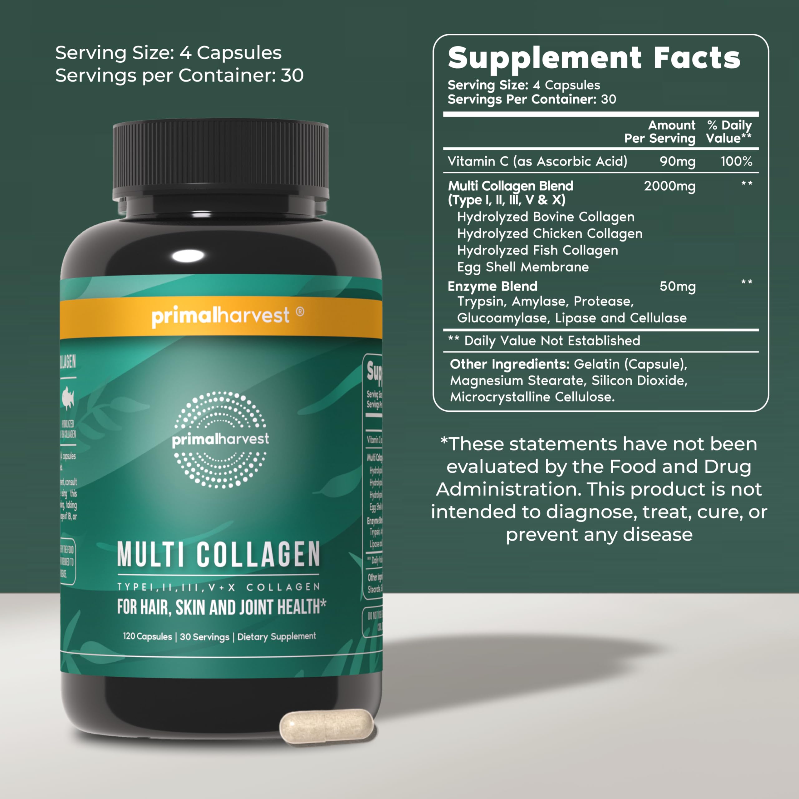 Primal Harvest Multi Collagen Pills Collagen Supplement

