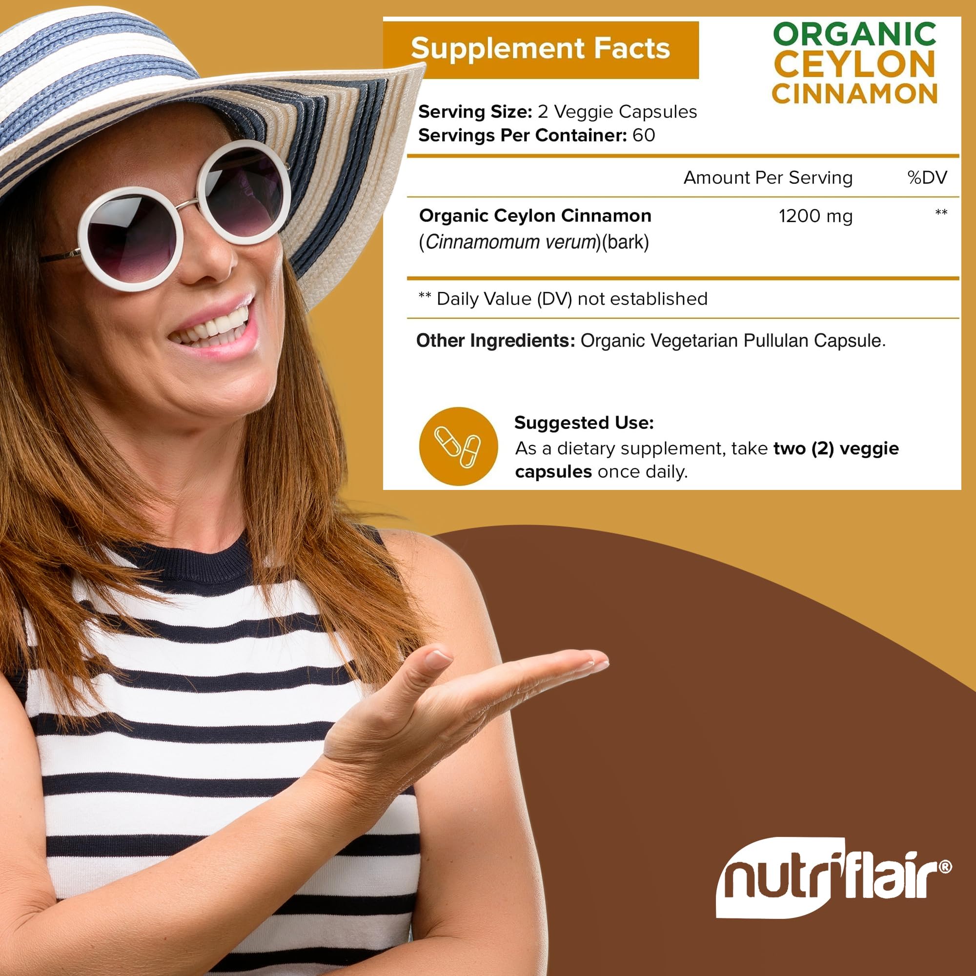 NutriFlair Organic Ceylon Cinnamon Supplement - USDA Organic

