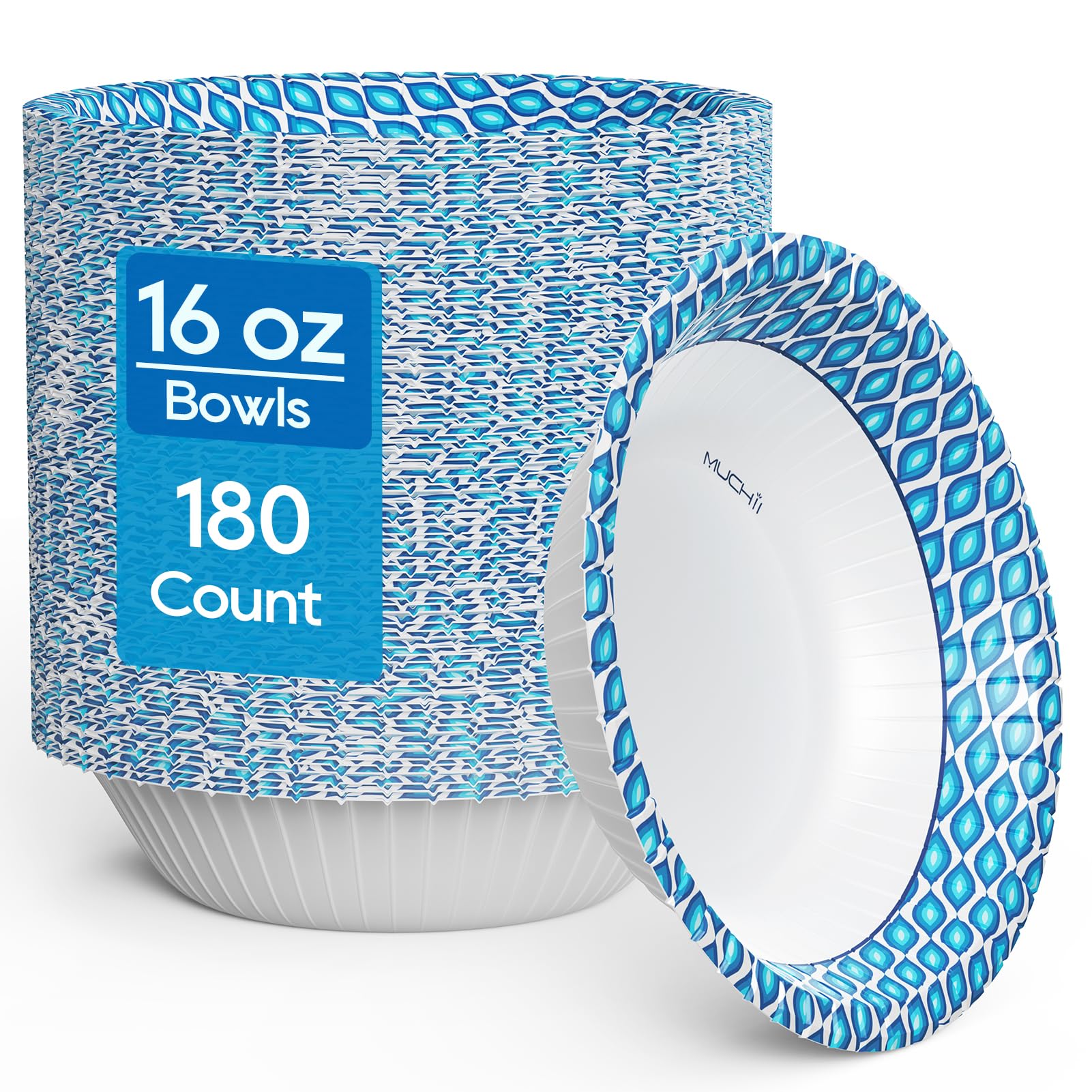 MUCHII Disposable Paper Bowls Bulk - Soak-Proof & Printed