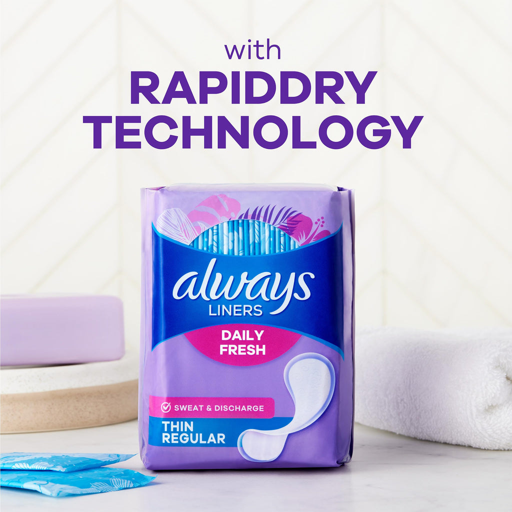 Always Daily Fresh Thin Panty Liners Edge-to-Edge Adhesive

