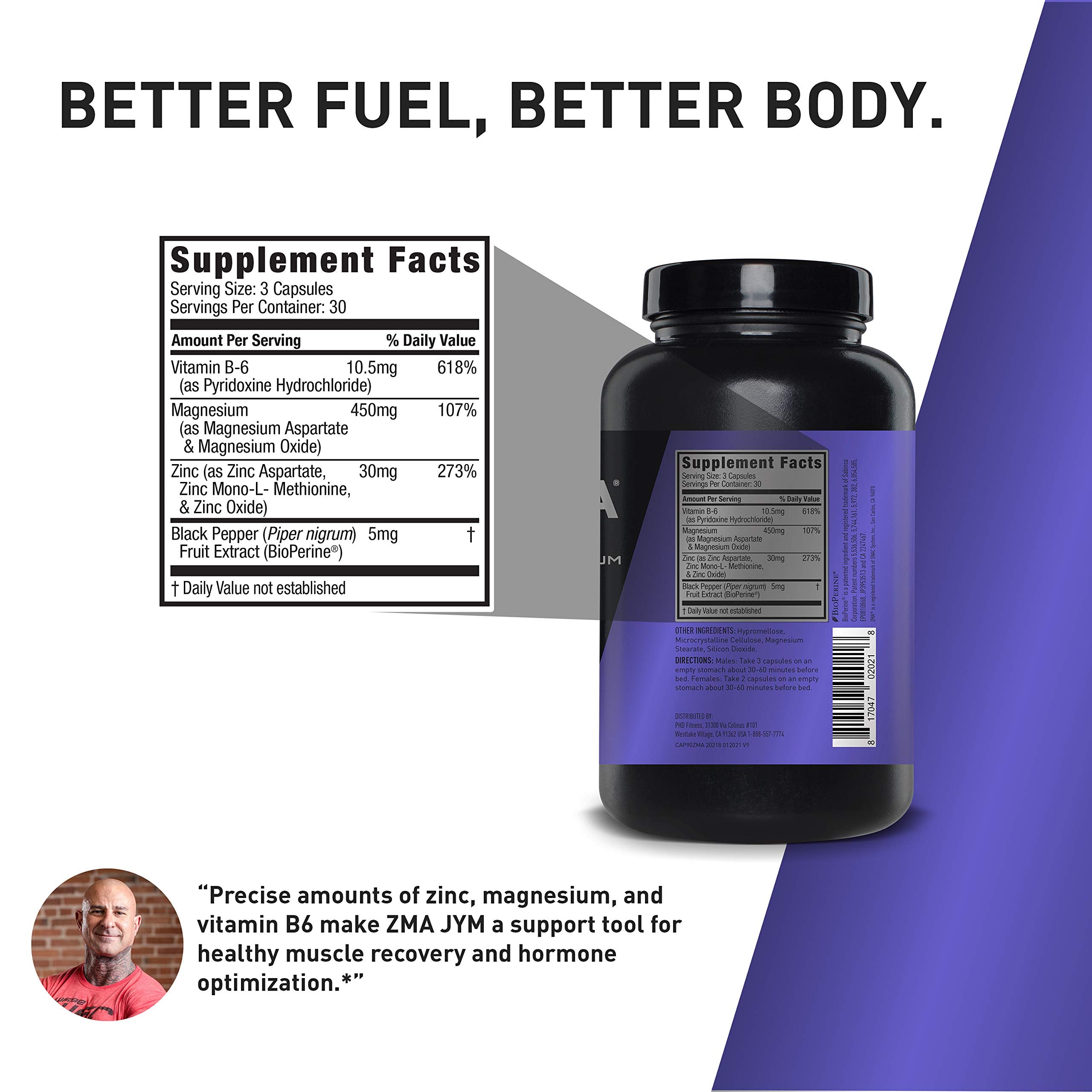 JYM ZMA Zinc Magnesium Vitamin B6 Capsules

