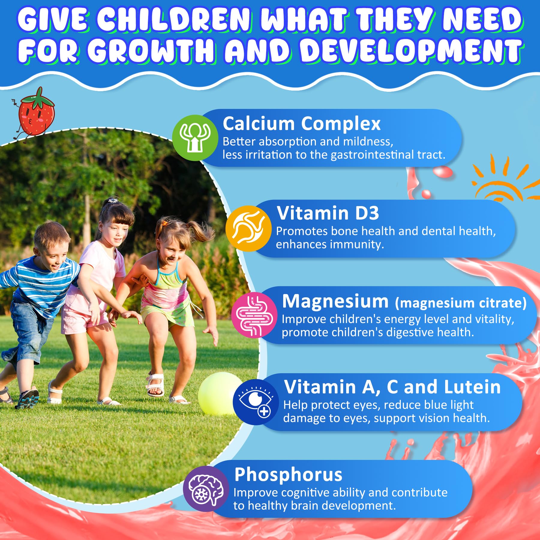Nextdia Kids Calcium Gummies with D3, Magnesium & Probiotics


