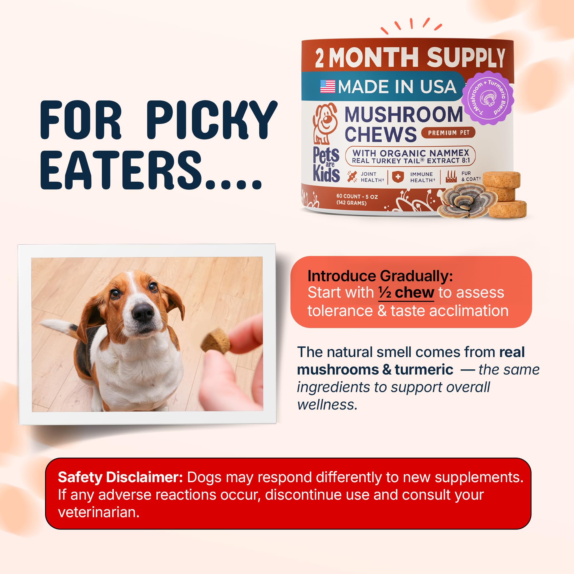 Turkey Tail Mushroom Dog Supplement by Pets are Kids

