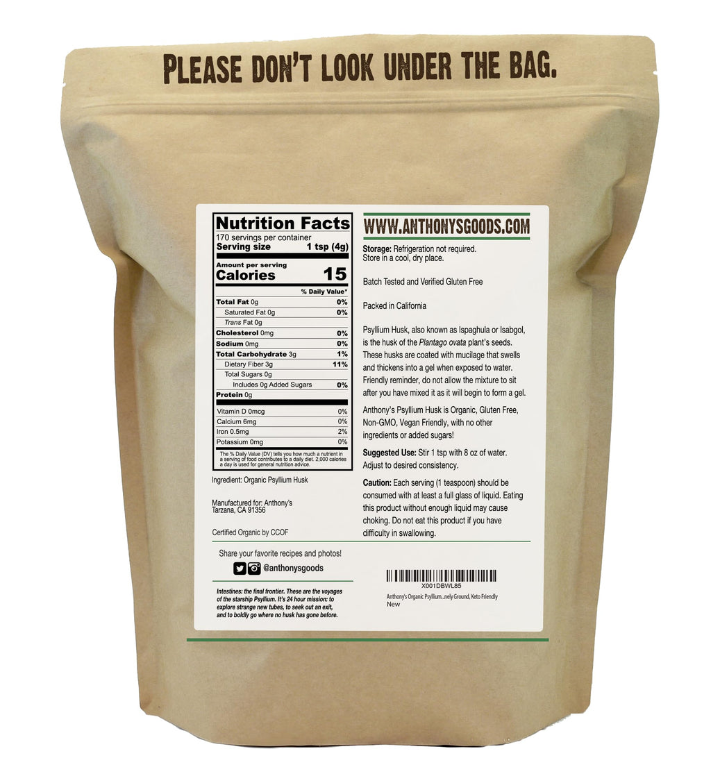 Anthony's Organic Psyllium Husk Powder | Digestive Fiber

