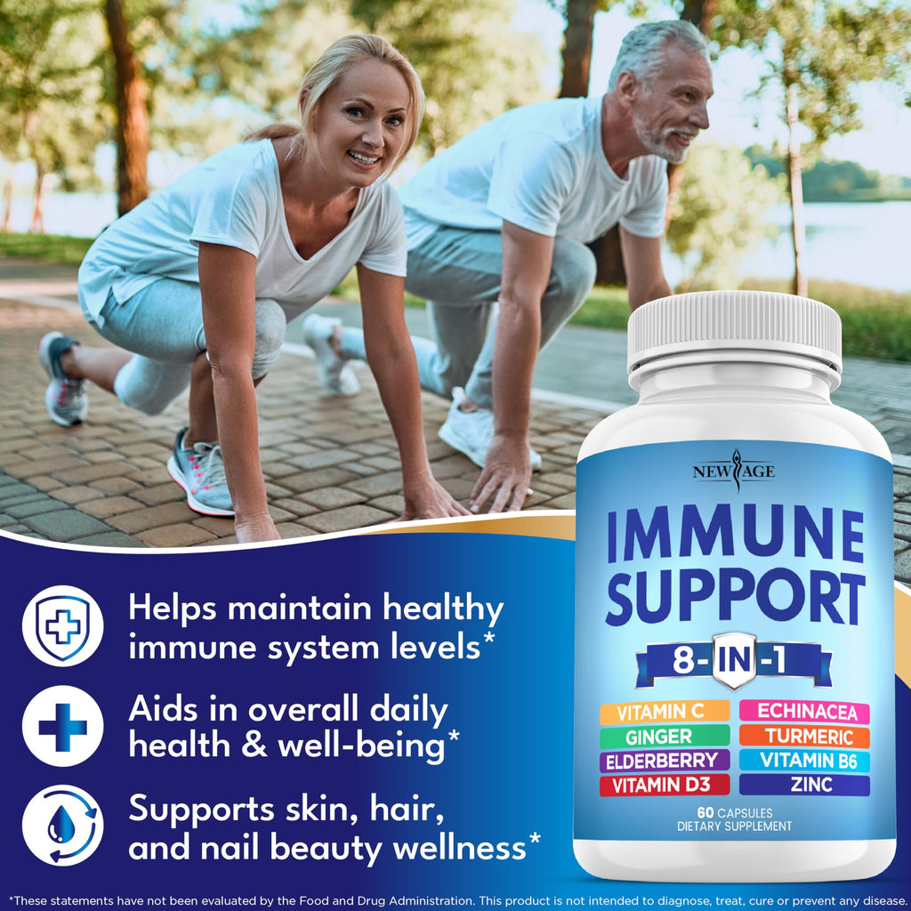 New Age 8 in 1 Immune Support Capsules | Echinacea & D

