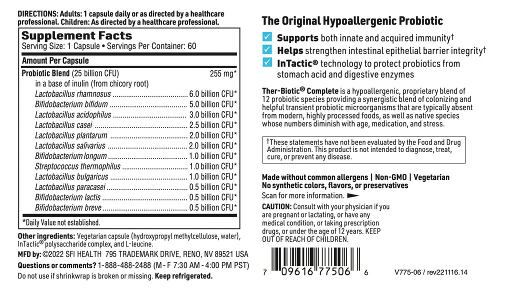 SFI Health Ther-Biotic Complete Probiotic 12-Strain Capsules

