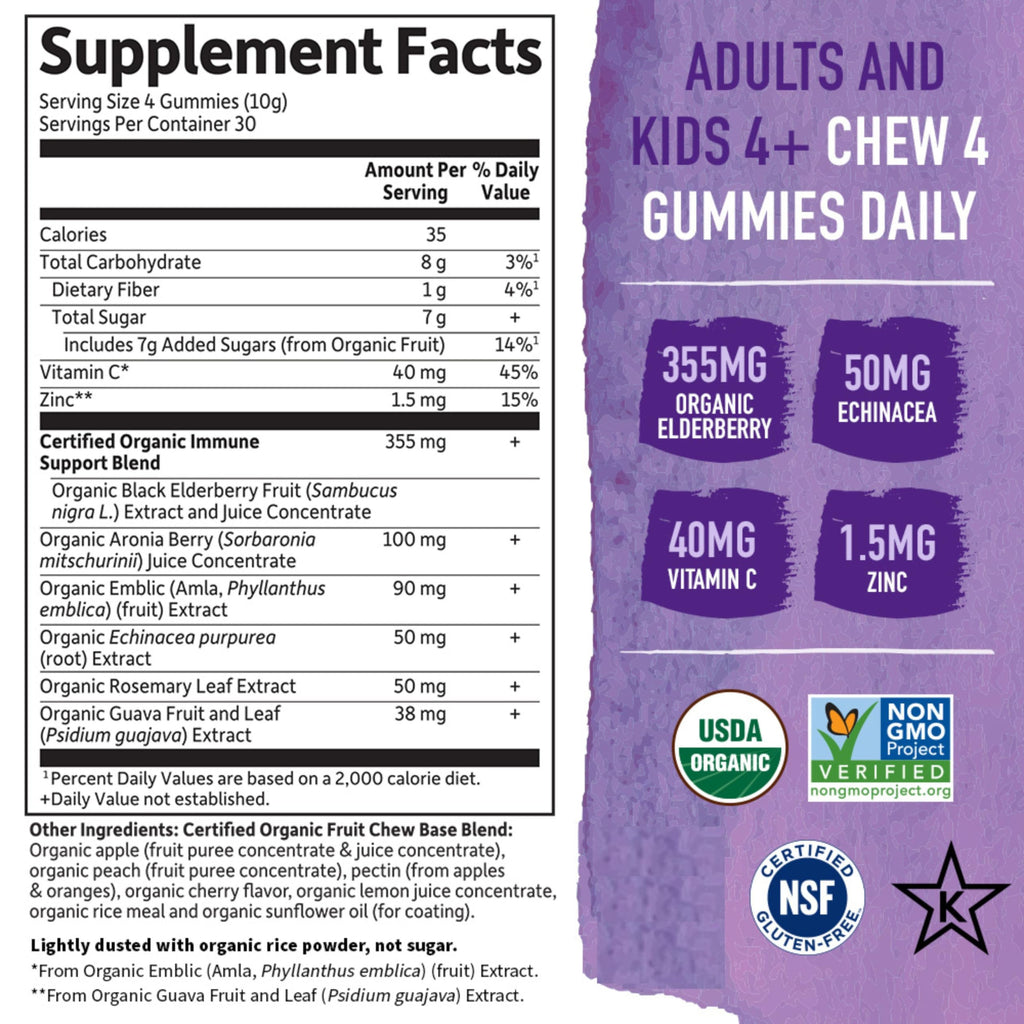 Garden of Life Organics Elderberry Gummies Immune Support

