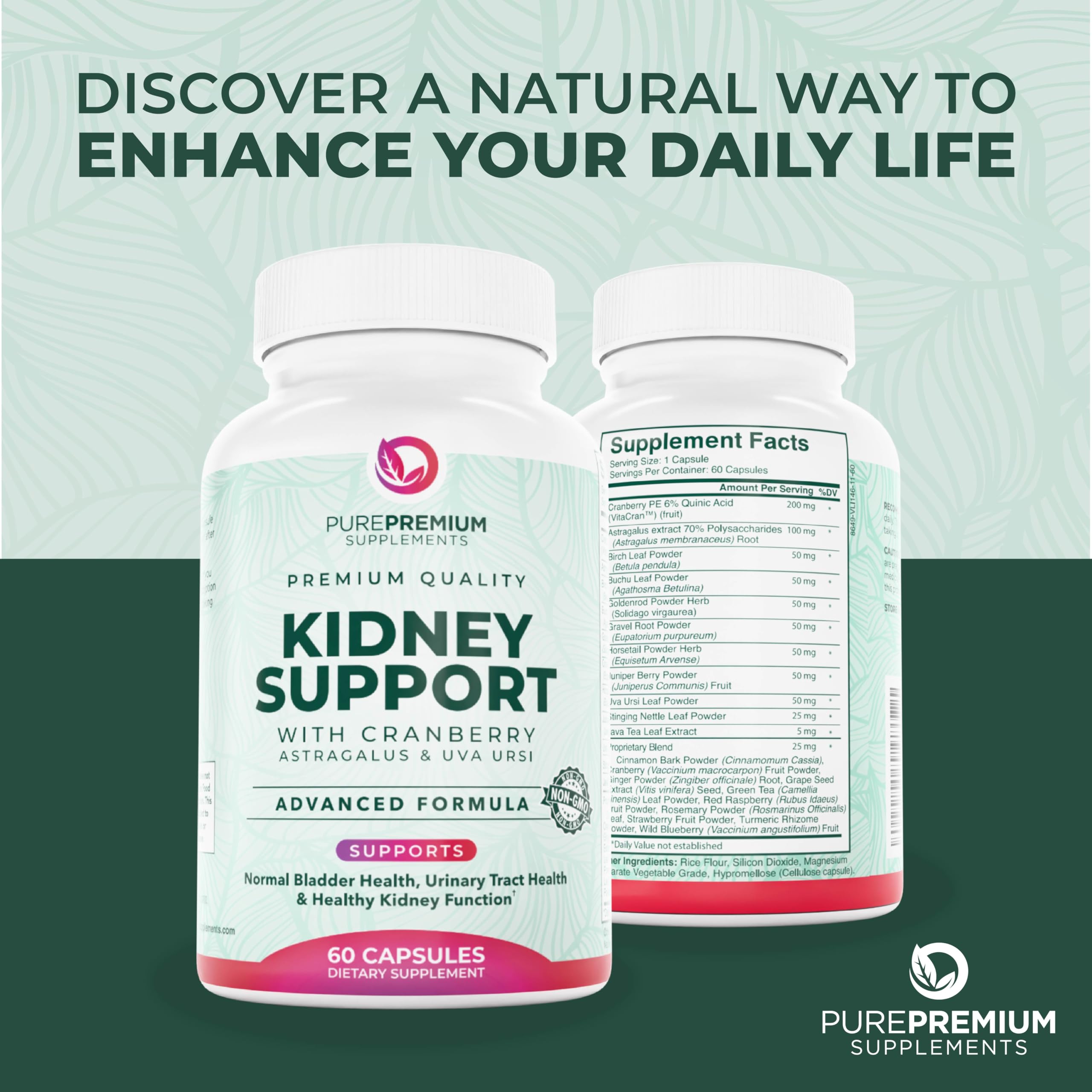 PurePremium Kidney Support - Cranberry & Astragalus Detox

