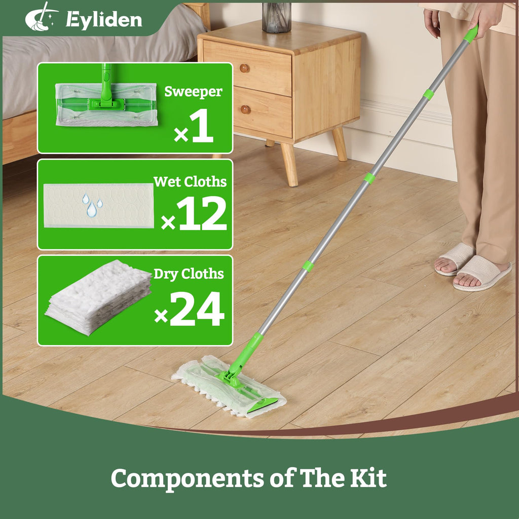 Eyliden Sweeper Mop Starter Kit with Disposable Cloths

