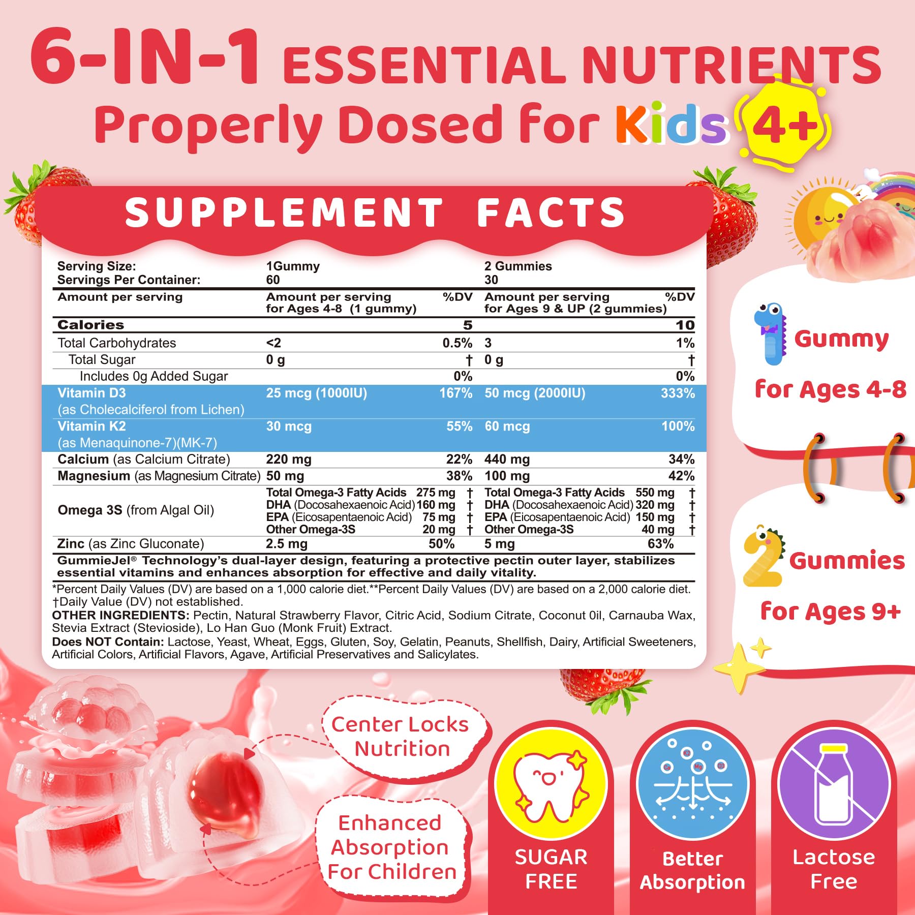 Vitamin D3 K2 Calcium Gummies for Kids | Sugar-Free

