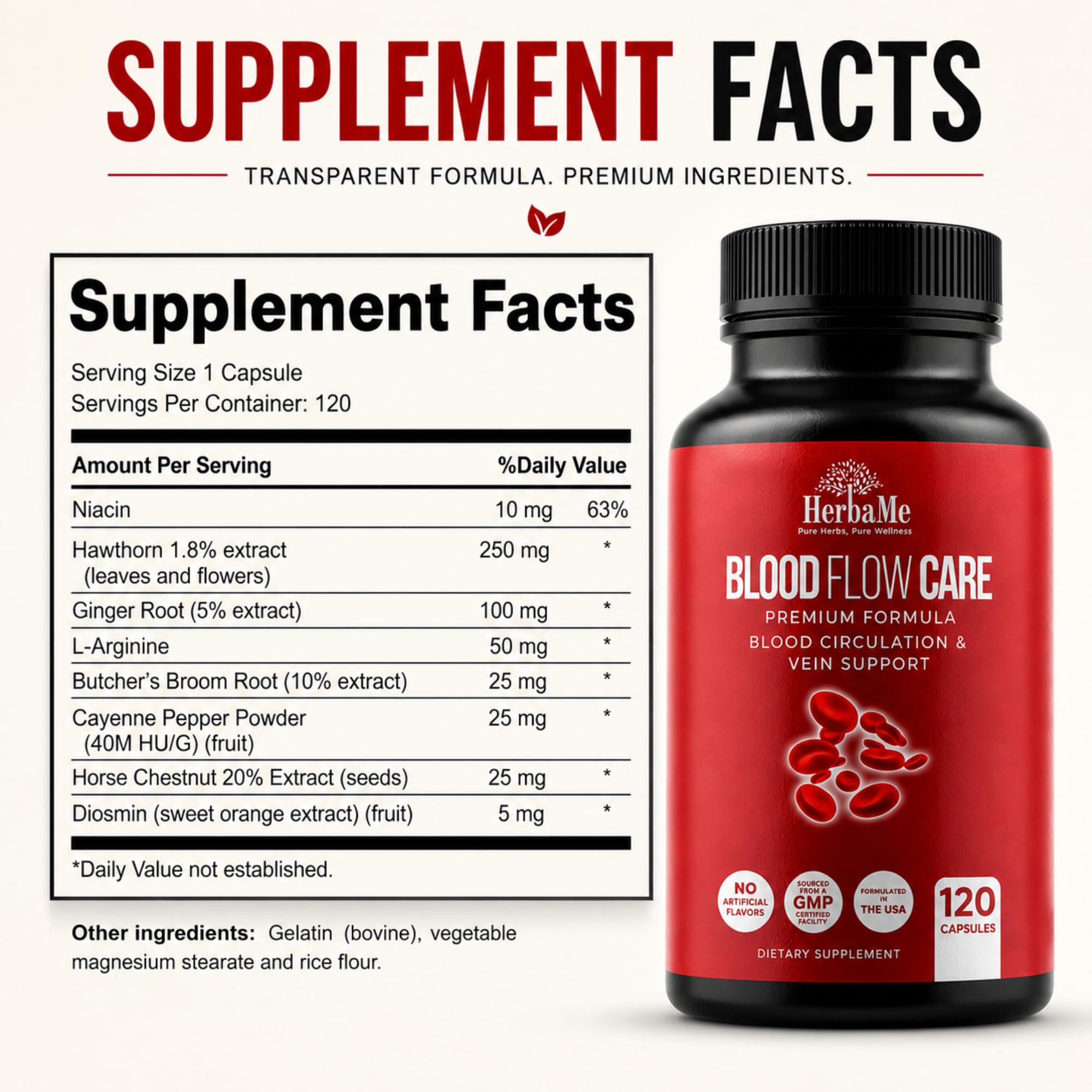 HerbaMe Blood Circulation Supplement for Vein Wellness

