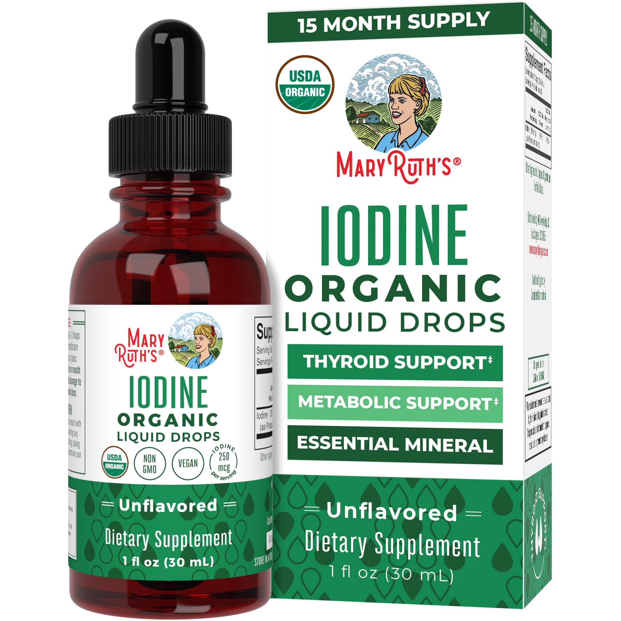 Iodine Liquid Drops by MaryRuth Organics | Thyroid Support

