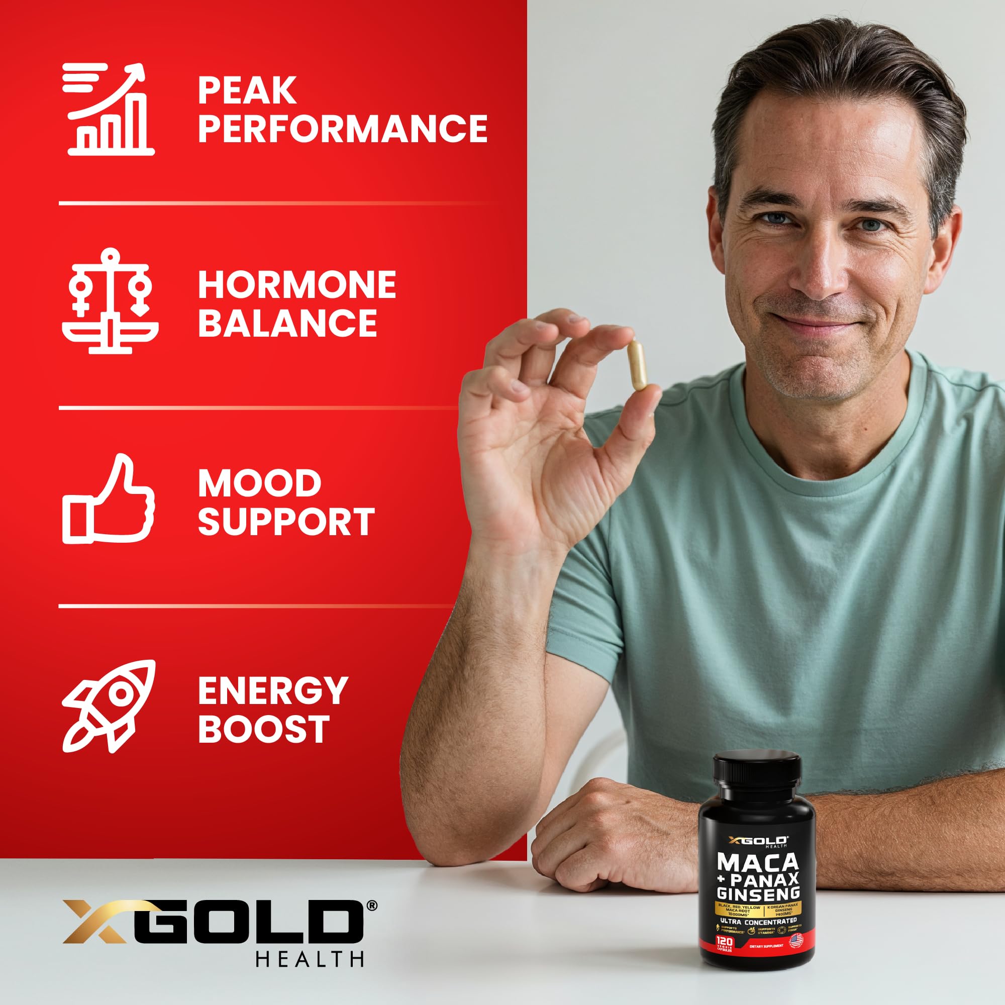 Maca Root & Panax Ginseng Capsule | X Gold Health

