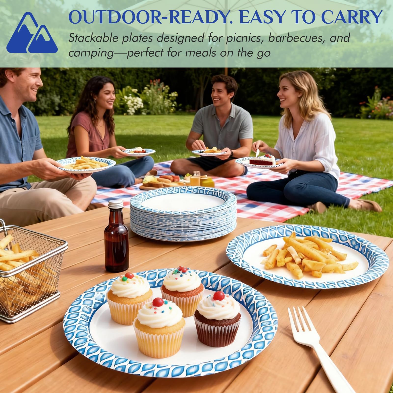MUCHII 8.375 Inch Disposable Paper Plates - Soak-Proof

