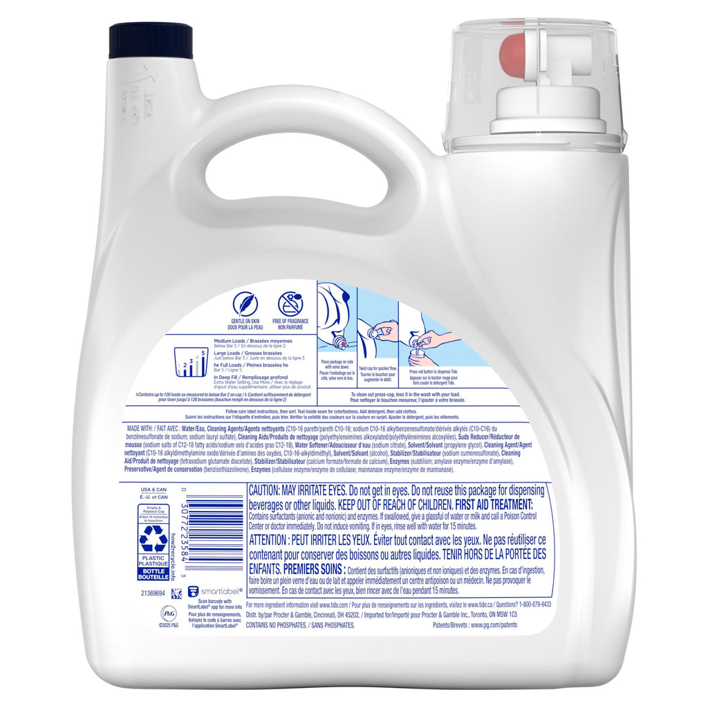 Tide Free and Gentle Liquid Laundry Detergent Hypoallergenic


