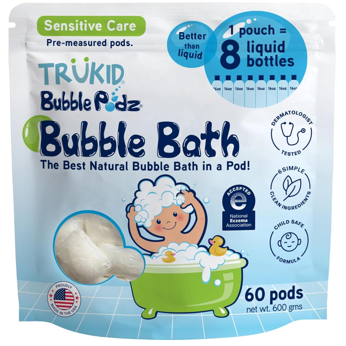 TruKid Bubble Podz Bubble Bath for Kids NEA-Accepted for Eczema